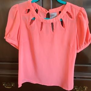 Peter Pan cut-out Blouse (sheer, pink)